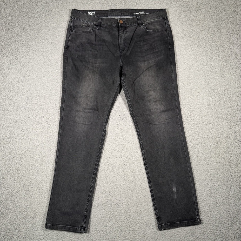 Mugsy Pants Mens 38x31 Black Mags Slim Fit Denim Casual Preppy Stretch Pockets